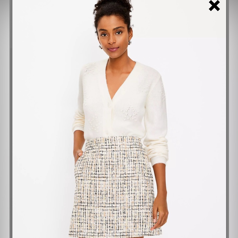 LOFT Ivory Star Bobble Cardigan